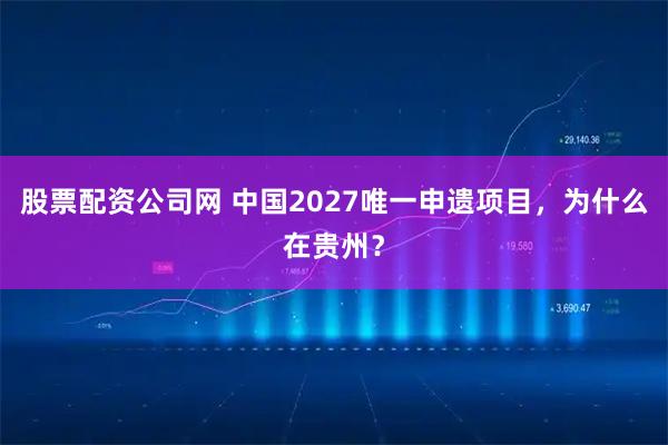 股票配资公司网 中国2027唯一申遗项目，为什么在贵州？